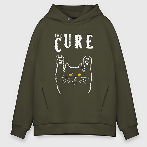 Мужское худи оверсайз The Cure rock cat / Хаки – фото 1