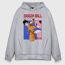 Толстовка оверсайз мужская Dragon Ball - Сон Гоку - Удар, цвет: меланж