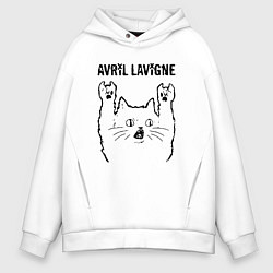 Толстовка оверсайз мужская Avril Lavigne - rock cat, цвет: белый