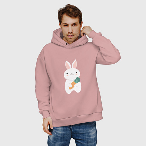 Мужское худи оверсайз Carrot rabbit / Пыльно-розовый – фото 3