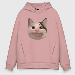Толстовка оверсайз мужская Polite cat meme, цвет: пыльно-розовый