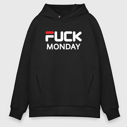 Мужское худи оверсайз Fuck monday, fila, anti-brand / Черный – фото 1