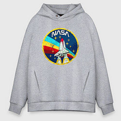 Толстовка оверсайз мужская NASA - emblem - USA, цвет: меланж