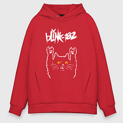 Толстовка оверсайз мужская Blink 182 rock cat, цвет: красный