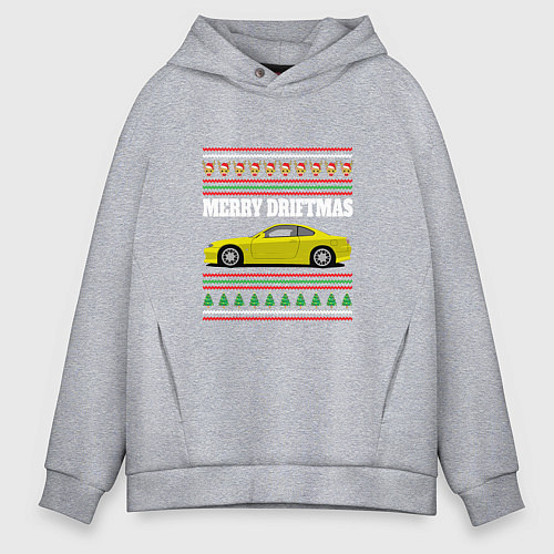 Мужское худи оверсайз Merry Driftmas Nissan Silvia S15 Ugly Sweater / Меланж – фото 1