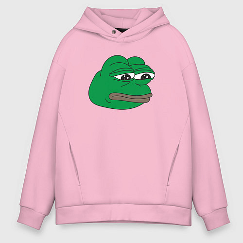 Мужское худи оверсайз Лягушонок Пепе-Frog Pepe / Светло-розовый – фото 1