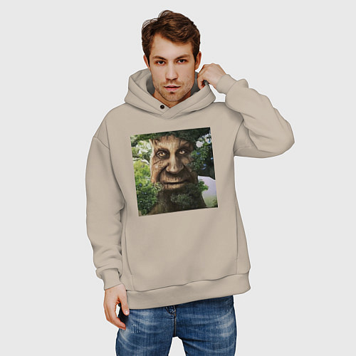 Мужское худи оверсайз Wise Mystical Tree / Миндальный – фото 3