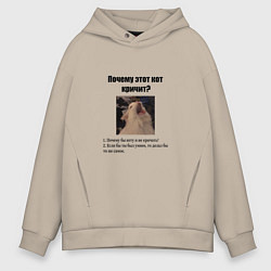 Толстовка оверсайз мужская Почему этот кот кричит?, цвет: миндальный