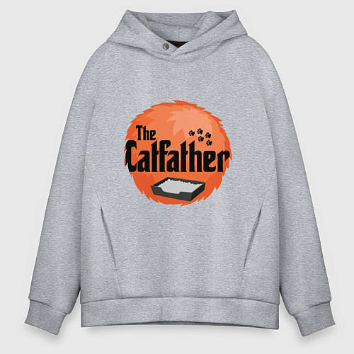 Мужское худи оверсайз Cat father / Меланж – фото 1