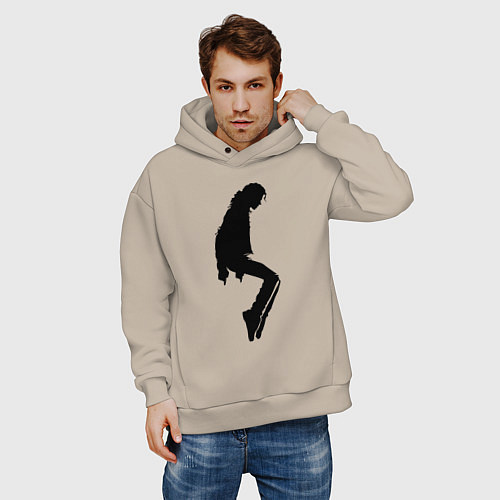Мужское худи оверсайз Силуэт Майкла Джексона - Minimalism / Миндальный – фото 3