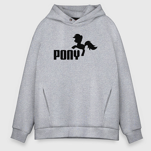 Мужское худи оверсайз Пони вместо пумы / Меланж – фото 1