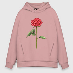 Толстовка оверсайз мужская Роза красная, цвет: пыльно-розовый