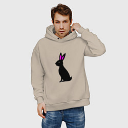 Толстовка оверсайз мужская Черный кролик, цвет: миндальный — фото 2