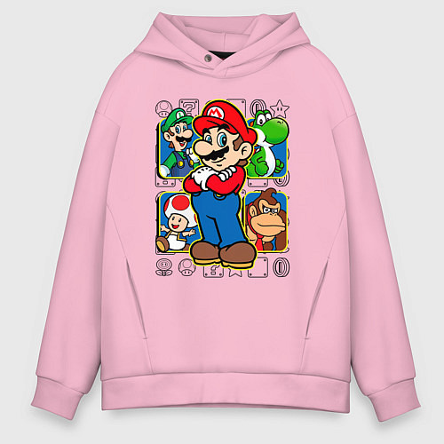 Мужское худи оверсайз Супер Марио / Светло-розовый – фото 1