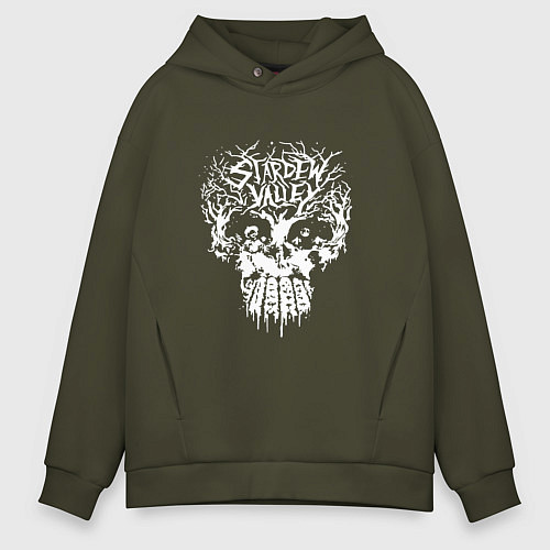 Мужское худи оверсайз Skulldew Valley Tee / Хаки – фото 1