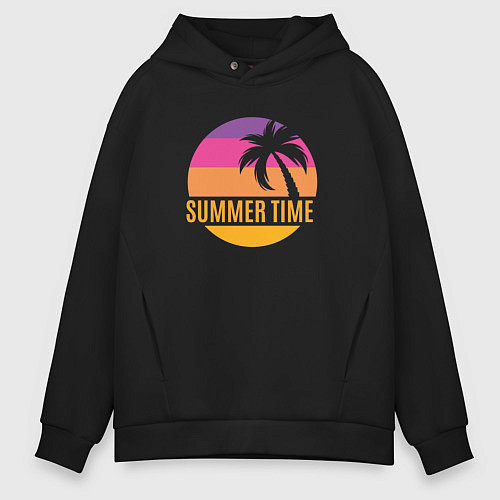 Мужское худи оверсайз Summer time California / Черный – фото 1