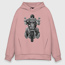 Толстовка оверсайз мужская Ride biker, цвет: пыльно-розовый