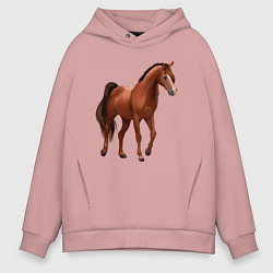 Толстовка оверсайз мужская Тракененская лошадь, цвет: пыльно-розовый