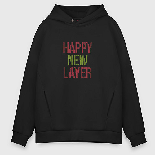 Мужское худи оверсайз Happy New Layer / Черный – фото 1