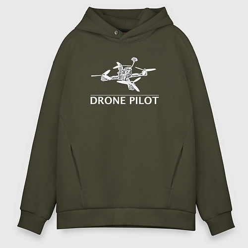 Мужское худи оверсайз Drones pilot / Хаки – фото 1