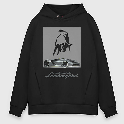 Мужское худи оверсайз Lamborghini concept - Italy / Черный – фото 1