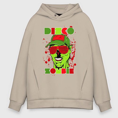 Мужское худи оверсайз Диско зомби / Миндальный – фото 1