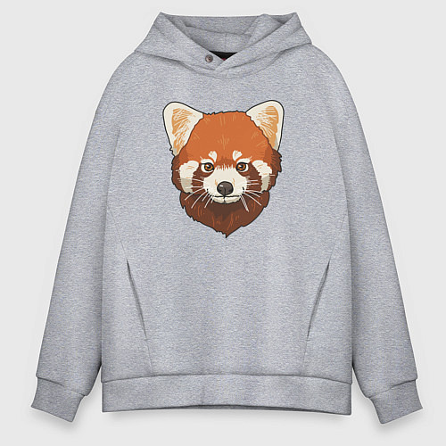 Мужское худи оверсайз Голова милой красной панды / Меланж – фото 1