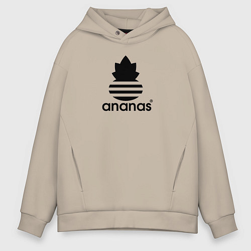 Мужское худи оверсайз Ananas - Adidas / Миндальный – фото 1