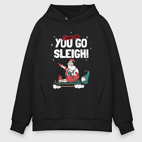 Мужское худи оверсайз Come on you go sleigh / Черный – фото 1