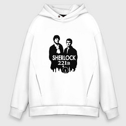 Толстовка оверсайз мужская Sherlock 221B, цвет: белый