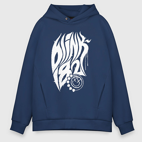 Мужское худи оверсайз Blink 182 white paint / Тёмно-синий – фото 1