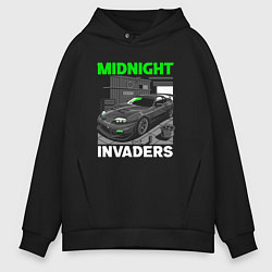 Толстовка оверсайз мужская Midnight inviders - Toyota Supra, цвет: черный