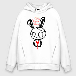 Толстовка оверсайз мужская Слушай своё сердце - rabbit, цвет: белый