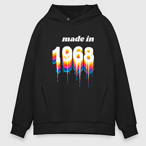 Мужское худи оверсайз Made in 1968 liquid art / Черный – фото 1