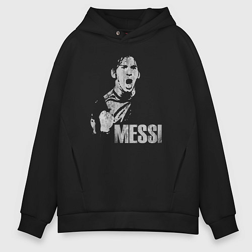 Мужское худи оверсайз Leo Messi scream / Черный – фото 1