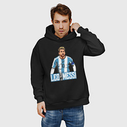 Толстовка оверсайз мужская Messi la pulga, цвет: черный — фото 2
