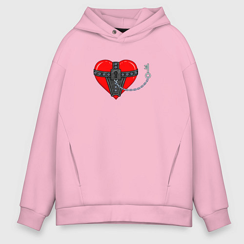 Мужское худи оверсайз Сердце и ключ / Светло-розовый – фото 1