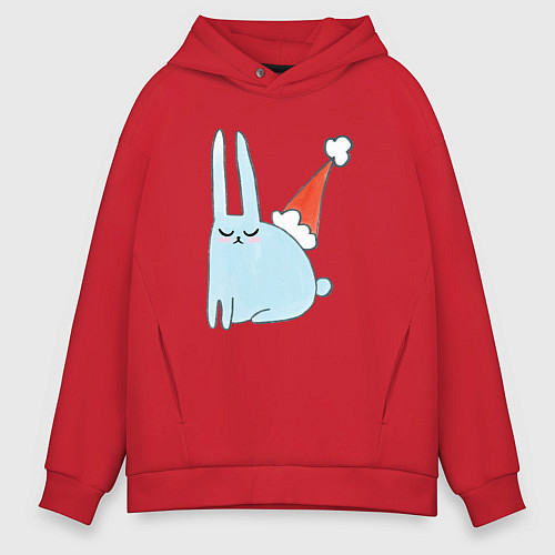 Мужское худи оверсайз Зайчик новогодний / Красный – фото 1