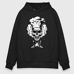Толстовка оверсайз мужская The cooks skull, цвет: черный