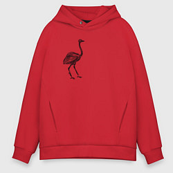 Толстовка оверсайз мужская Набросок страуса, цвет: красный