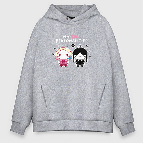 Мужское худи оверсайз Nevermore Уэнздей и Энид Синклер / Меланж – фото 1