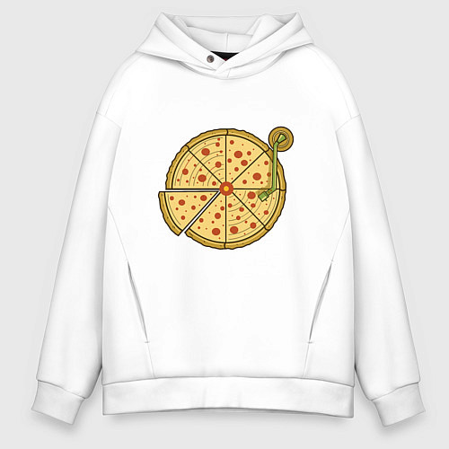 Мужское худи оверсайз Vinyl pizza / Белый – фото 1