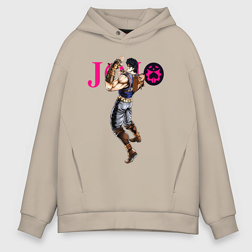 Мужское худи оверсайз Джонатан Джостар - JoJo Bizarre Adventure / Миндальный – фото 1