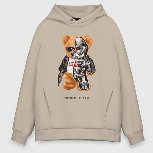 Мужское худи оверсайз Future is now / Миндальный – фото 1