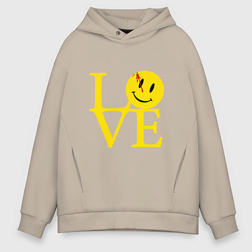 Мужское худи оверсайз Smile love / Миндальный – фото 1