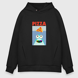 Толстовка оверсайз мужская Pizza jaws, цвет: черный