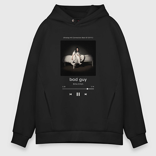 Мужское худи оверсайз Billie Eilish bad guy / Черный – фото 1