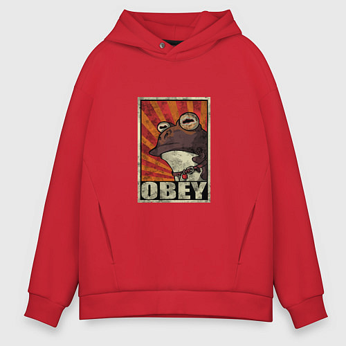 Мужское худи оверсайз Obey frog / Красный – фото 1