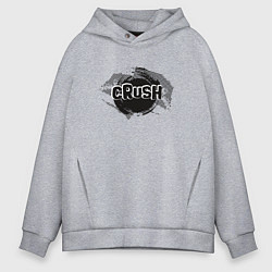 Толстовка оверсайз мужская Черная надпись: краш, цвет: меланж