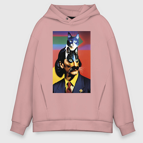 Мужское худи оверсайз Кошачья мечта Сальвадора Дали / Пыльно-розовый – фото 1